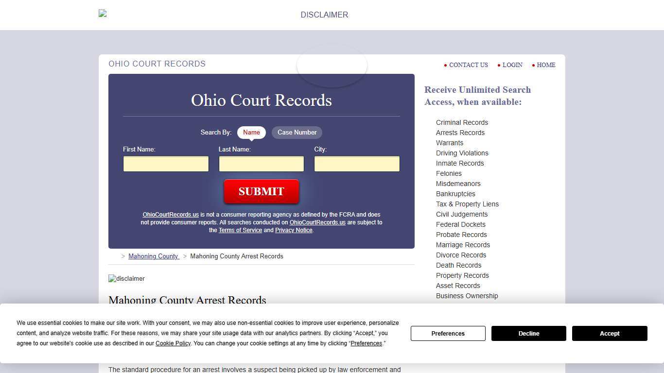 Mahoning County Arrest Records | OhioCourtRecords.us